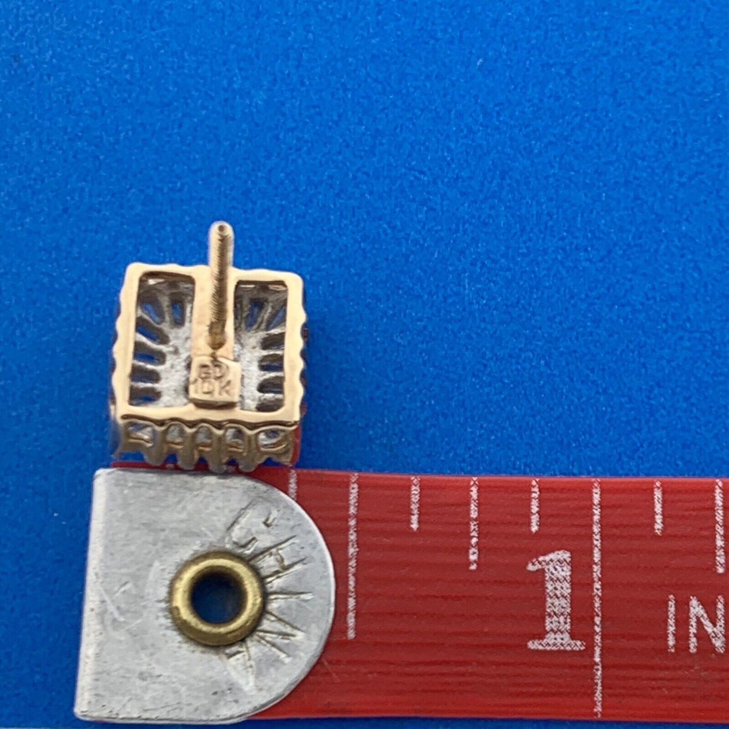 Gorgeous 10k Yellow Gold Multi-Cut Diamond Square Screw Back Stud Earrings