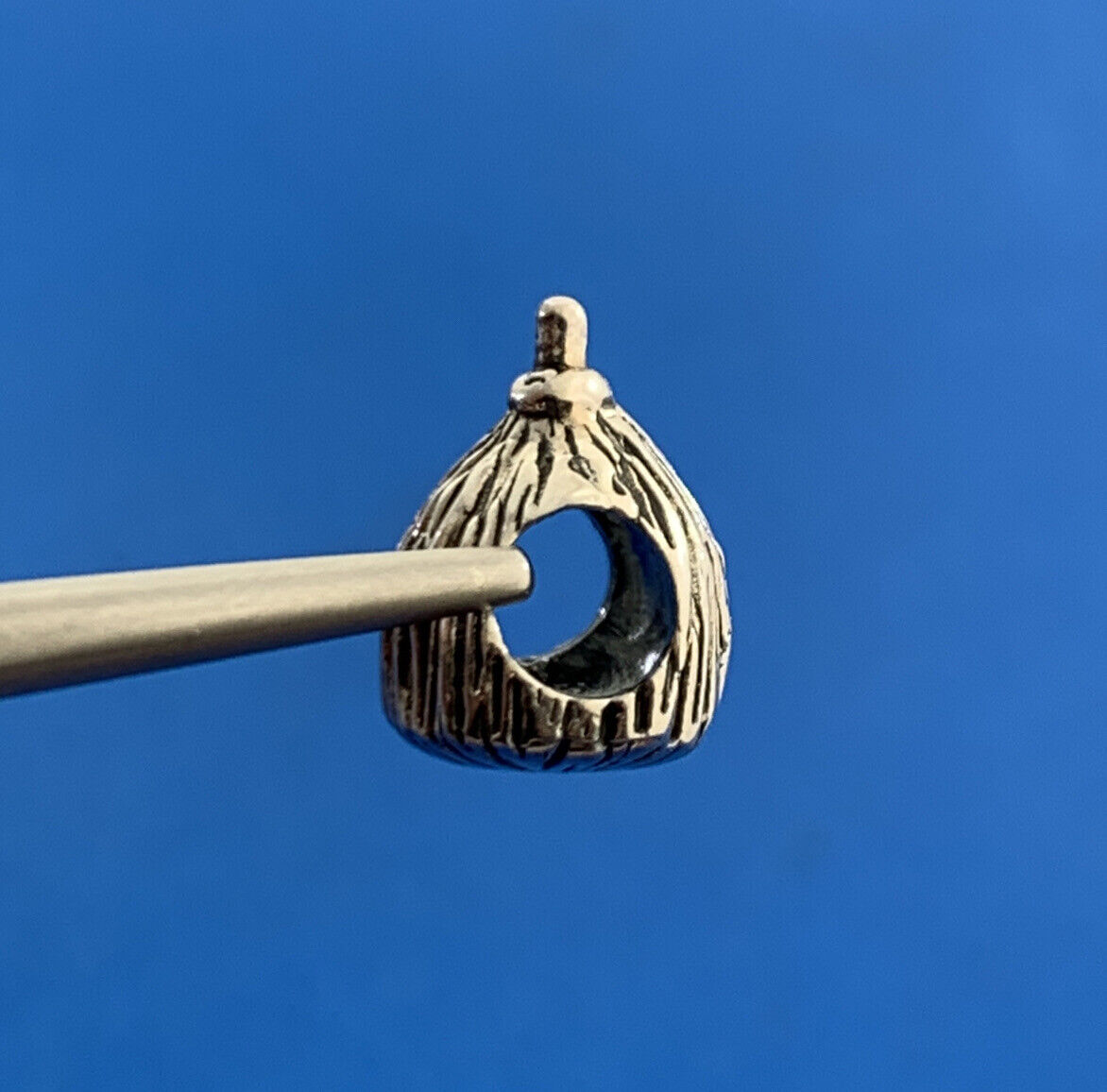 Authentic KALIA 925 Sterling Silver Textured Tiki Hut Slide Bracelet Charm