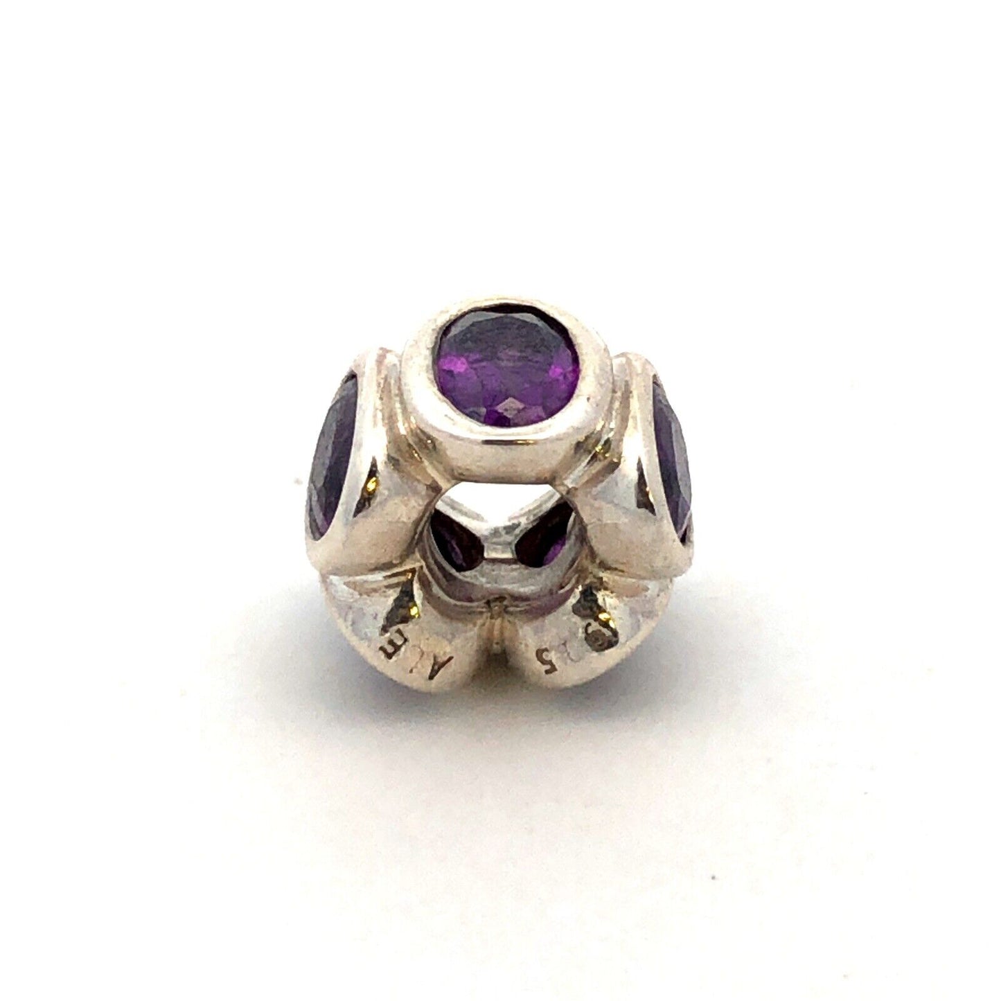 PANDORA ALE 925 Sterling Silver Oval Amethyst Oval Lights Spacer Charm 790311
