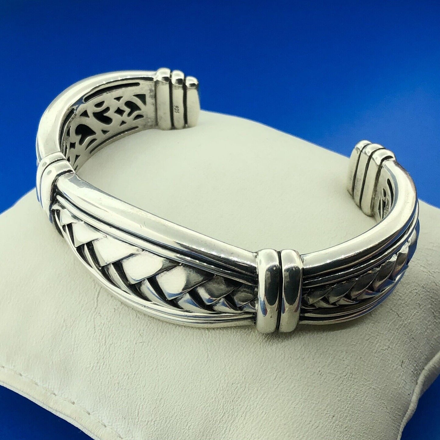 Designer Scott Kay 925 Sterling Silver Basket Weave Knot Statement Cuff Bracelet