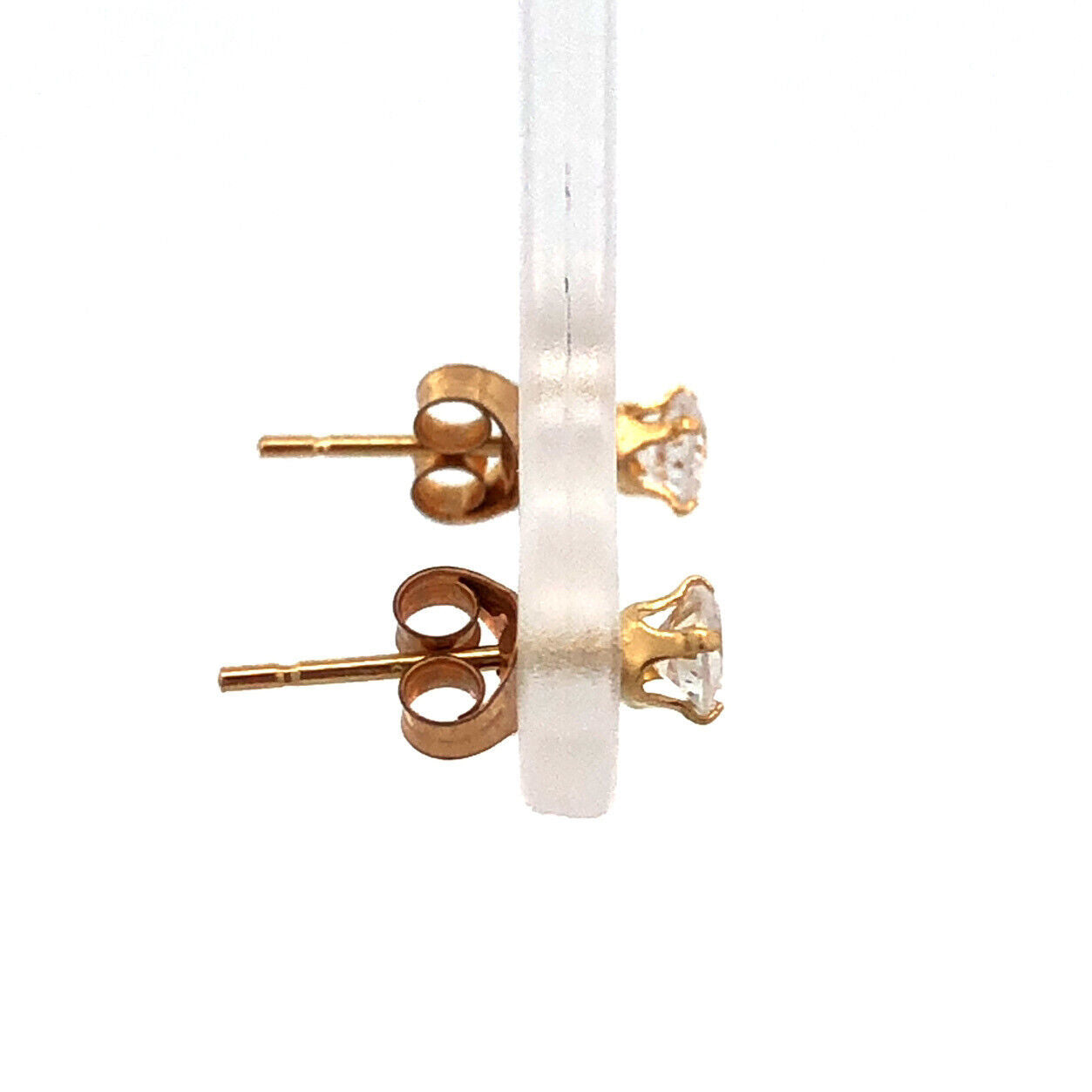 Designer 14K Yellow Gold Round Cubic Zirconia Everyday Starter Stud Earrings