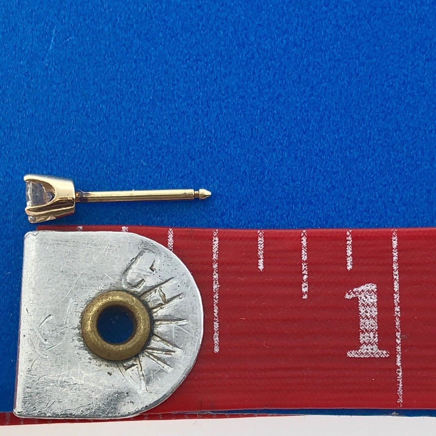 Estate Designer 14K Yellow Gold Round Diamond Pierced Starter Stud Earrings