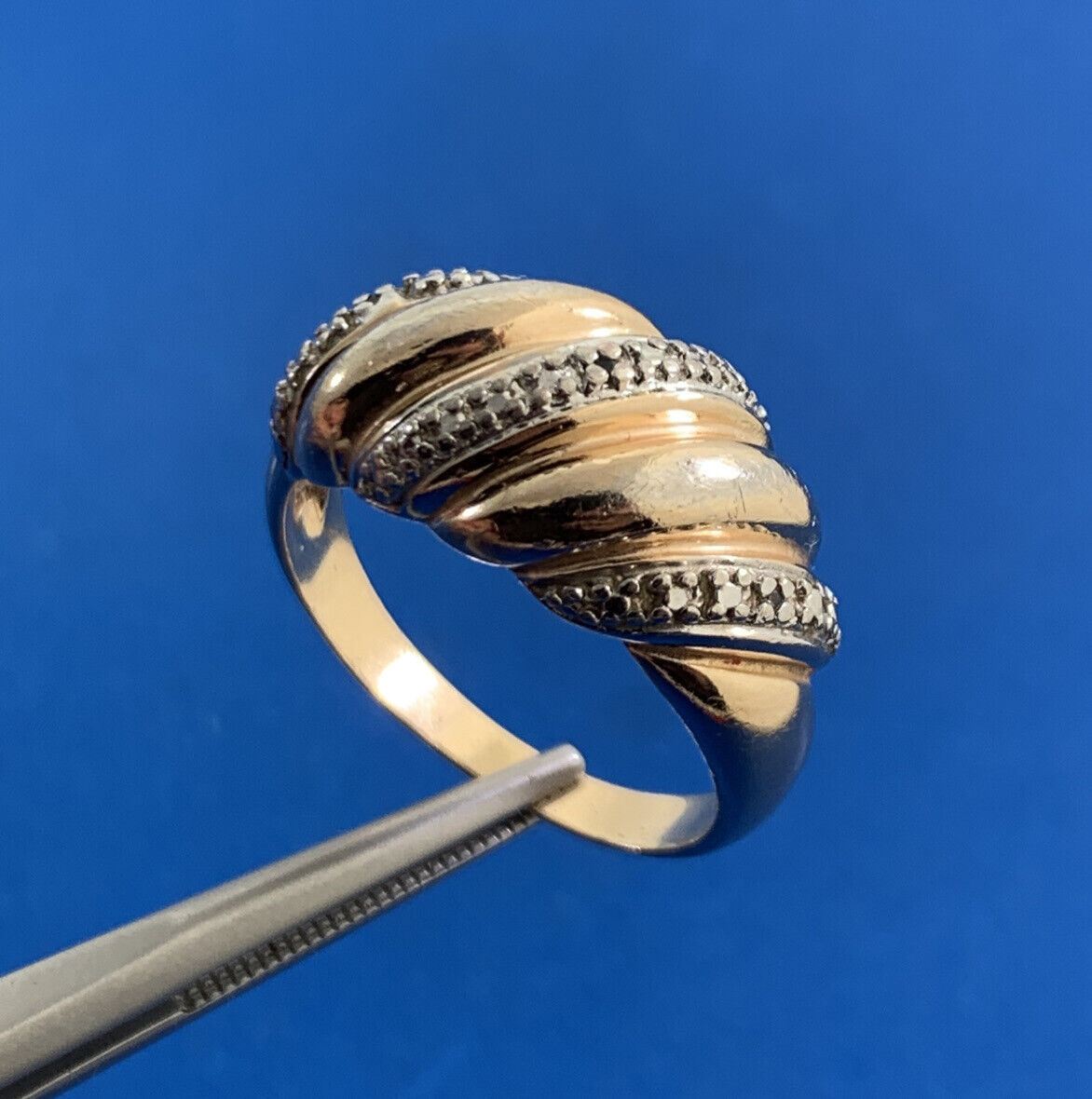 Designer Vermeil Two-Toned 925 Sterling Silver Twisted Statement Ring