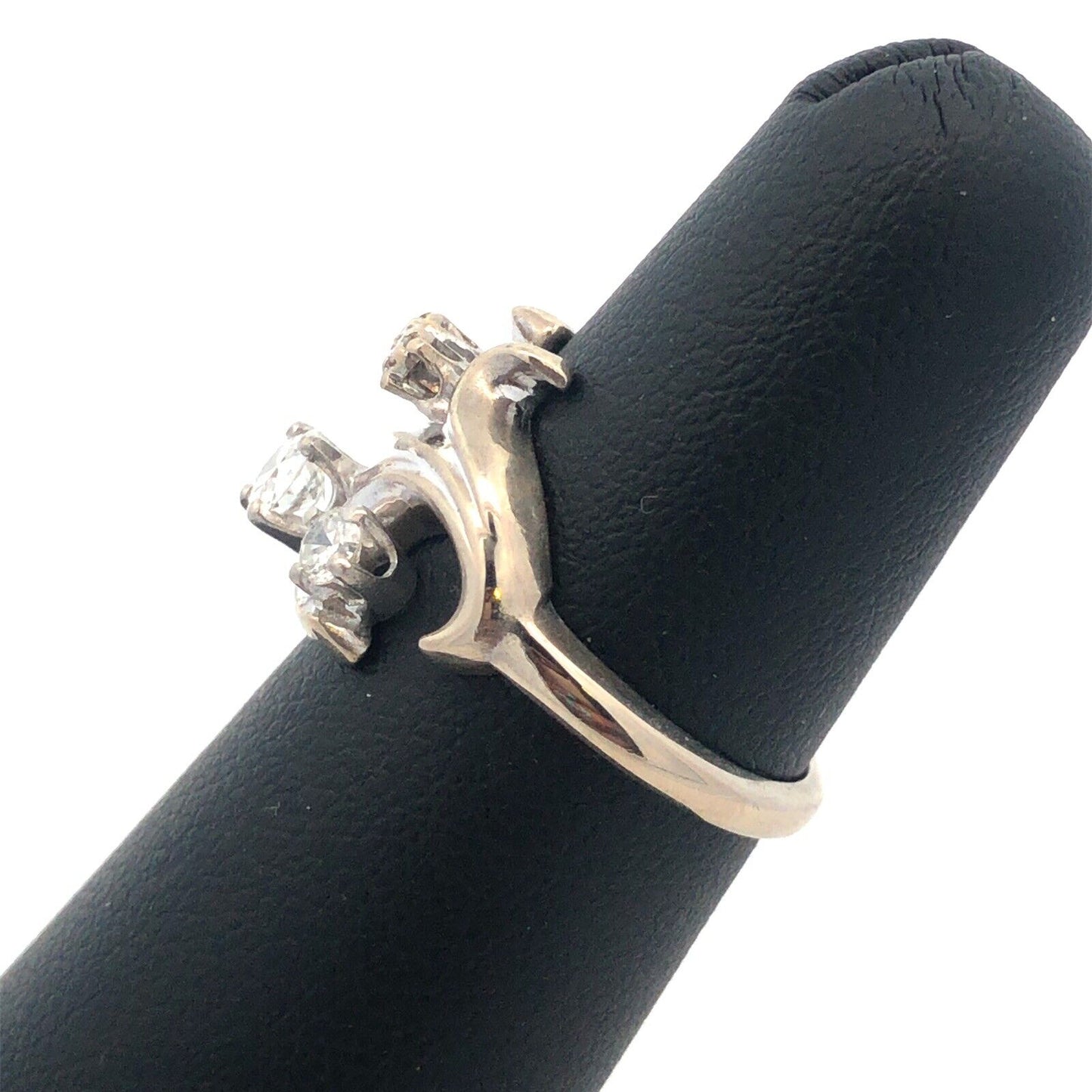 Art Deco 14K White Gold Diamond Fleur De Lis Flower Cluster Cocktail Ring