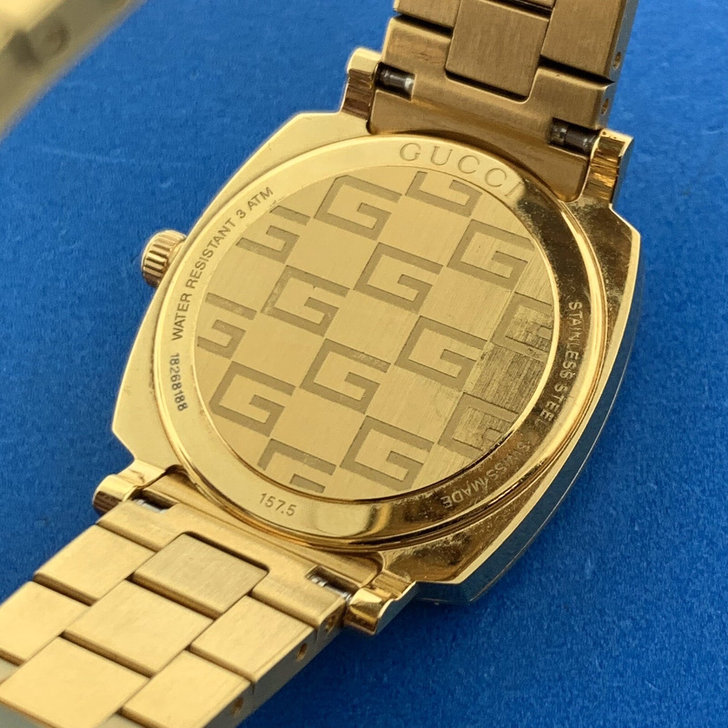 Gucci Gold Tone Dial Yellow Gold PVD Stainless Steel Ladies Watch YA157502 w/Box