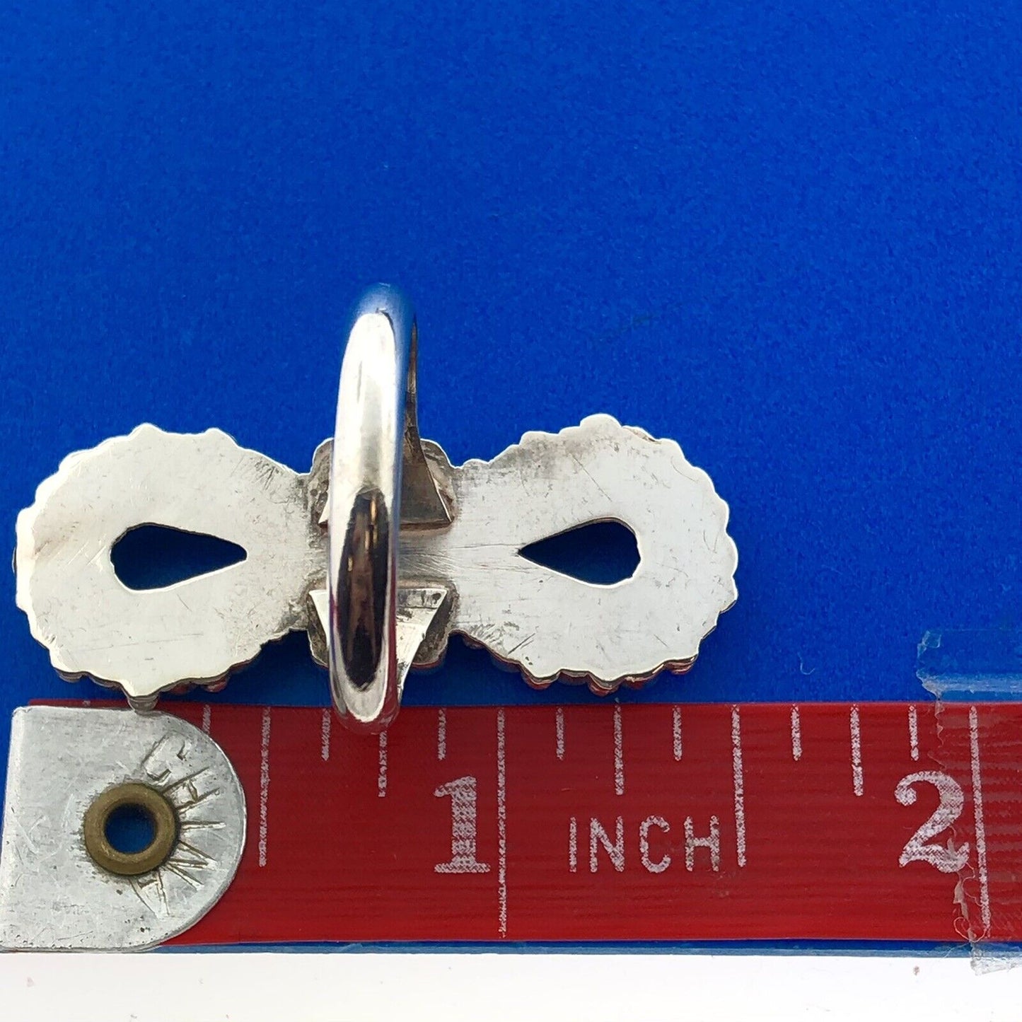 Native American Unsigned 925 Sterling Silver Turquoise Statement Finger Ring