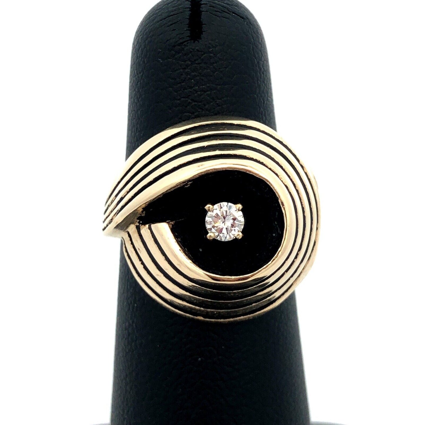 Vintage 14K Yellow Gold Diamond Egyptian King Tut Cocktail Ring