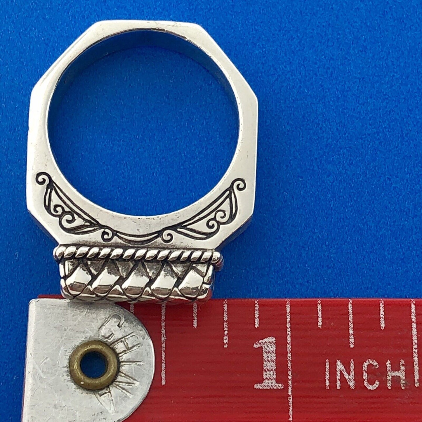 Designer 925 Sterling Silver Architectural Scroll Bar Dome Ring