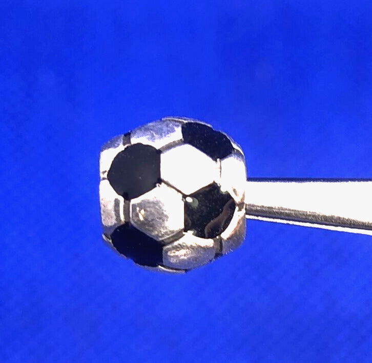 Retired Pandora ALE 925 Sterling Silver Black Enamel Soccer Ball Charm 790406