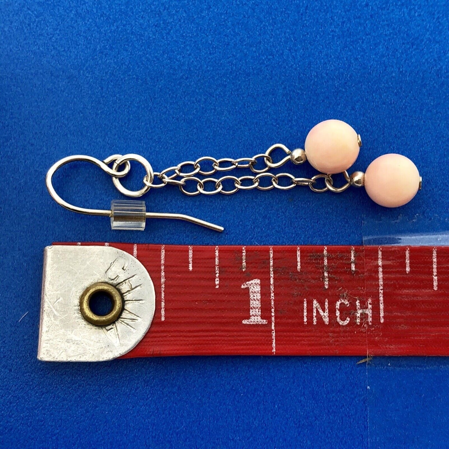 Designer Sterling Silver 925 Pink Coral Ball Bead Drop Dangle Earrings