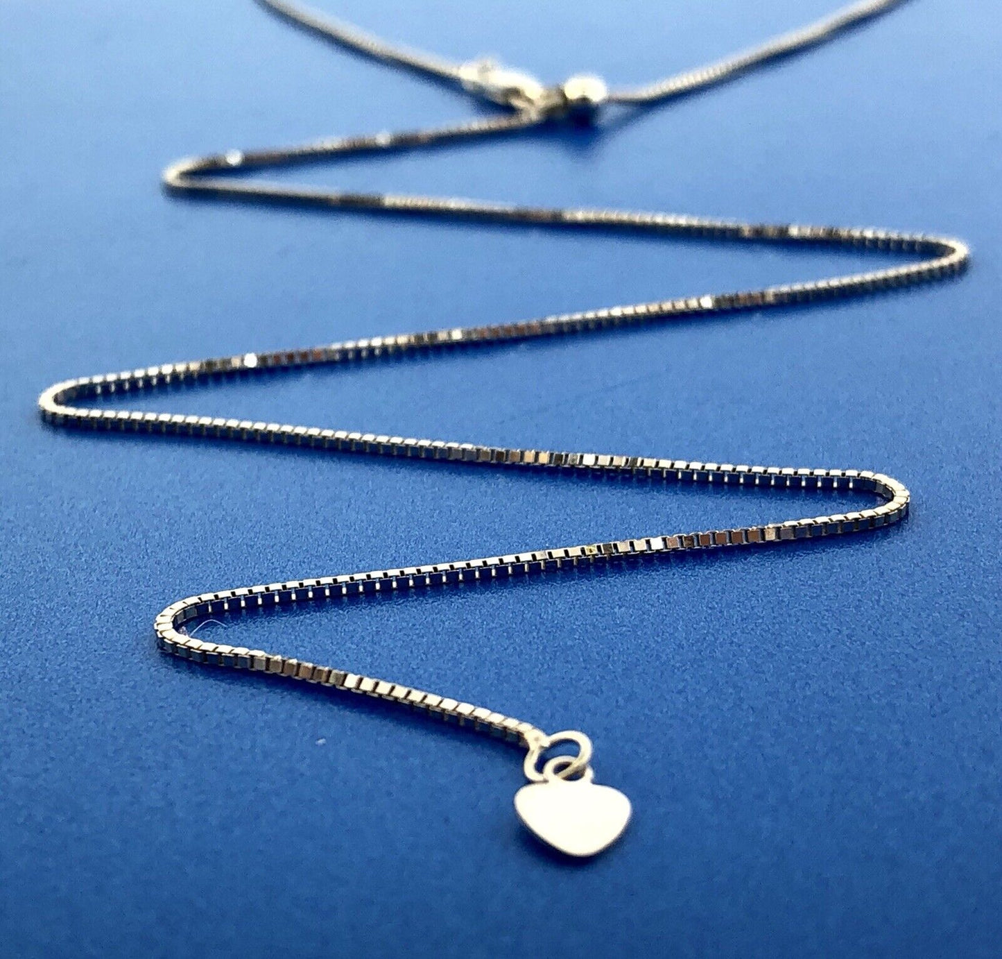 Designer RCI Turkey 14K White Gold Lariat Slide Style Box Chain Necklace