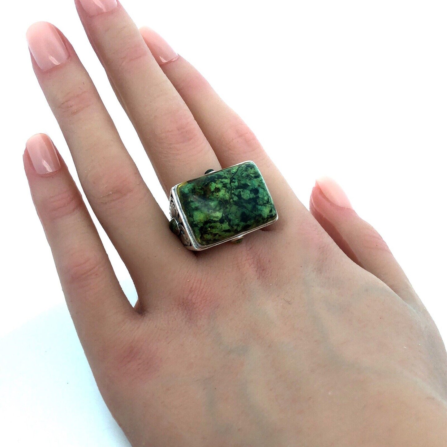 Vintage CFJ Sterling Silver Rectangle Maw Sit Sit Butterfly Statement Ring