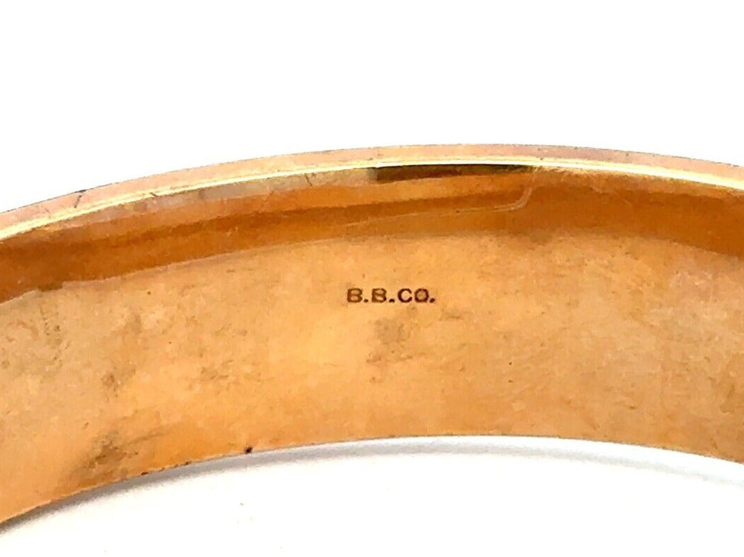 Vintage BBCO Gold Tone Grape Vine Textured Hinged Oval Bangle Bracelet
