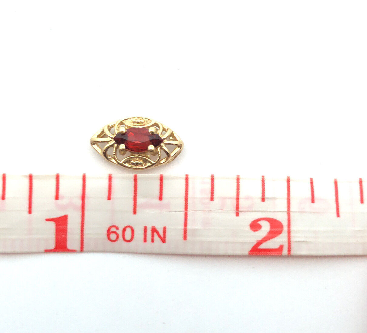 Designer 10K Yellow Gold Oval Egg Shaped Ribbed Bead Slide Bracelet Spacer Charm