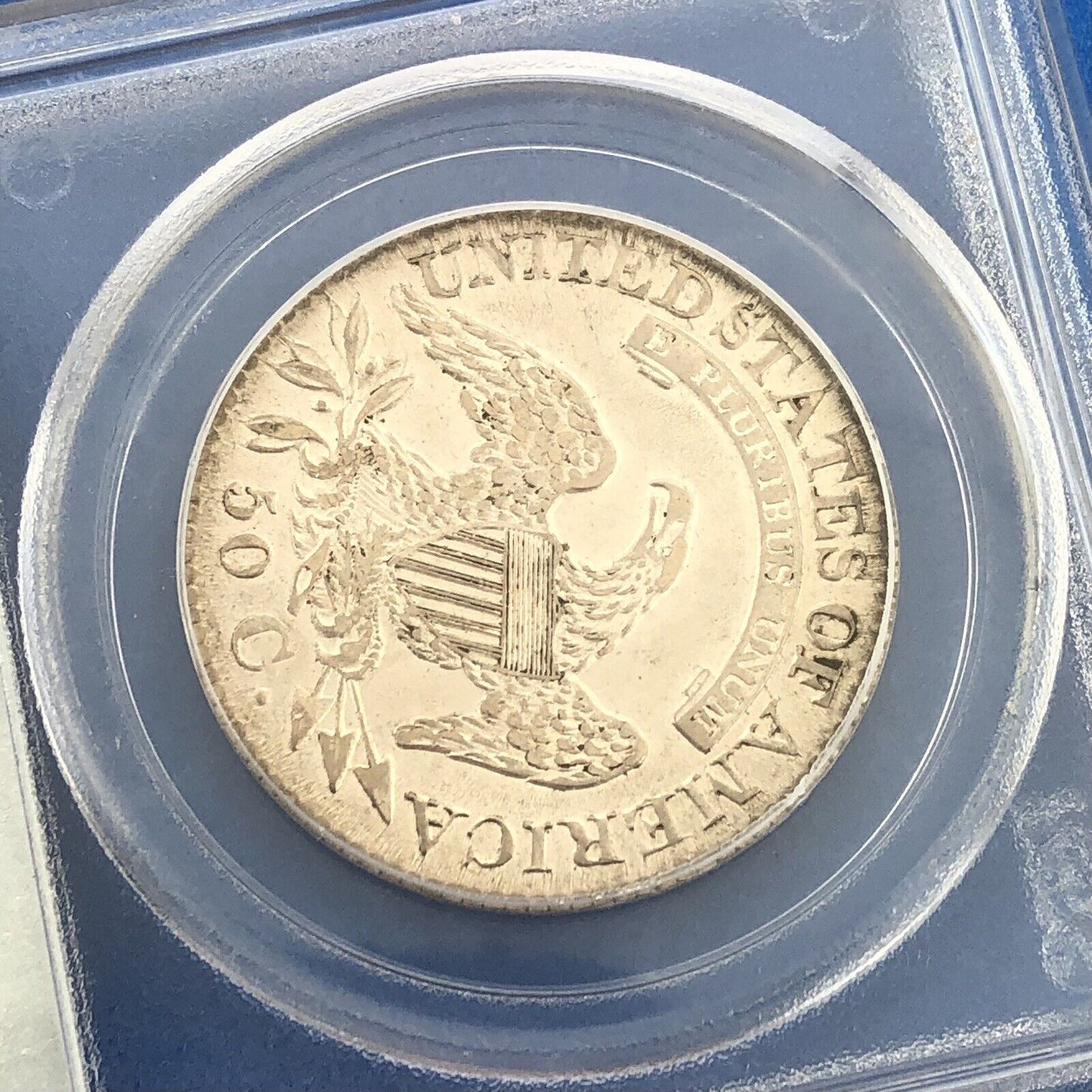1827 Capped Bust Silver Half Dollar 50c Square Base 2 PCGS AU53 Early US Coin