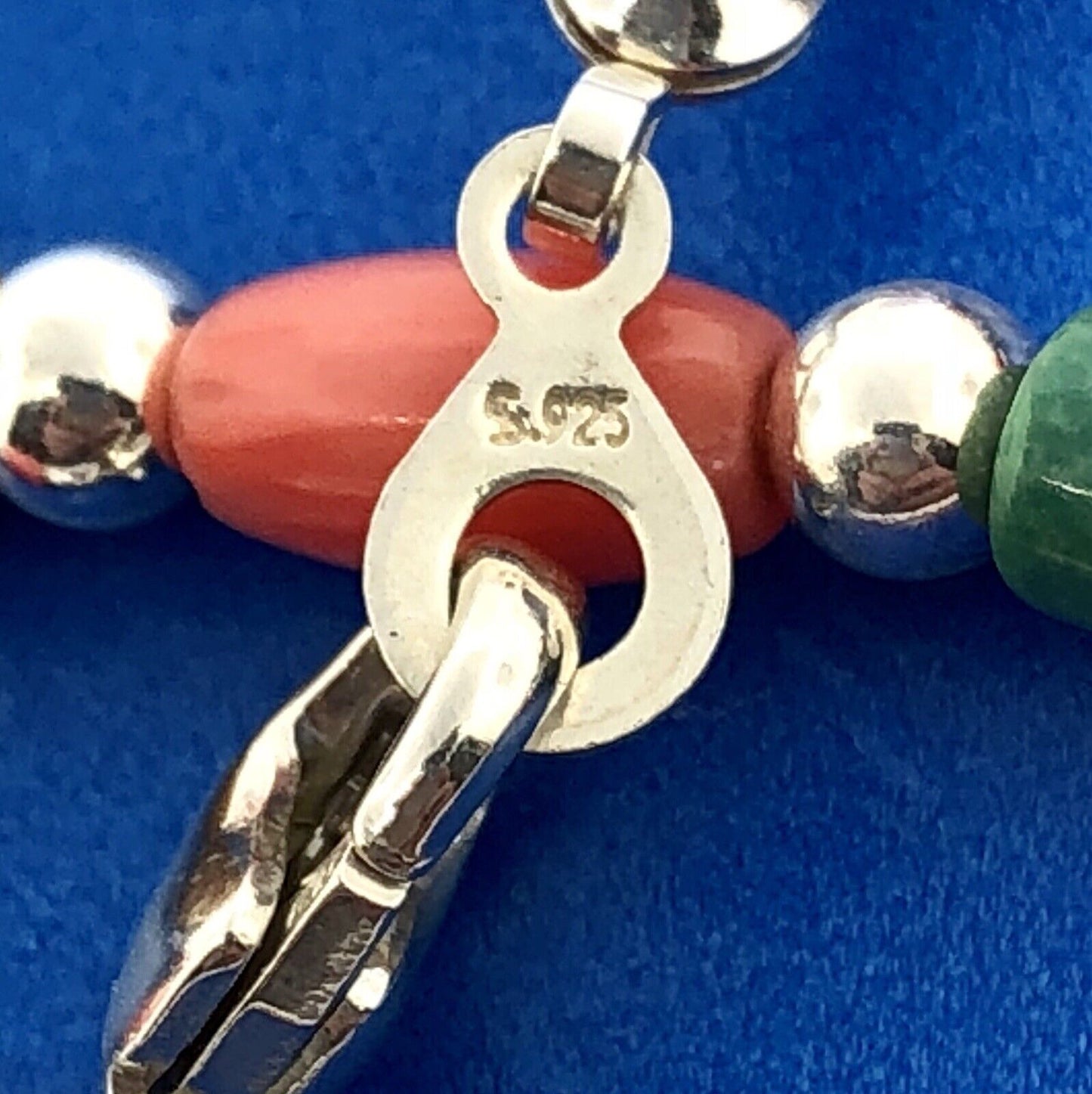 Designer Sterling Silver Turquoise Coral Amethyst Japser Tigers Eye Necklace