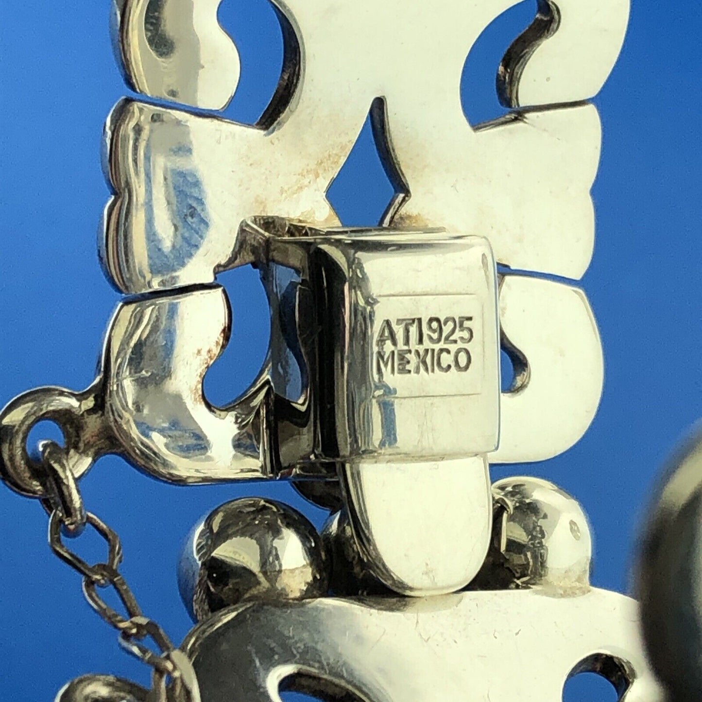 Vintage ATI Mexico Sterling Silver 925 Modernist Artisan Hinged Panel Bracelet