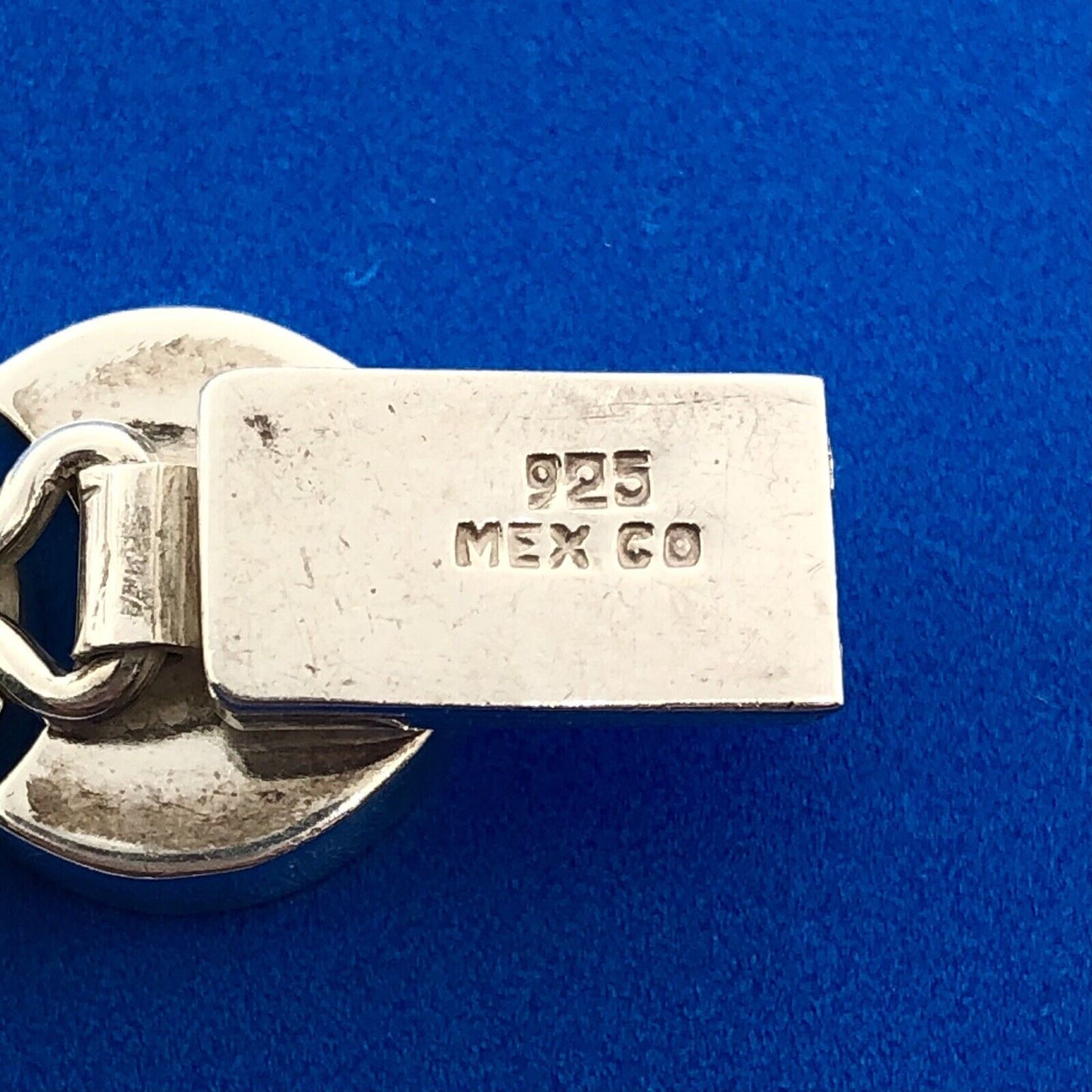 Retro Mexico 925 Sterling Silver Modernist Moon Link Statement Panel Bracelet