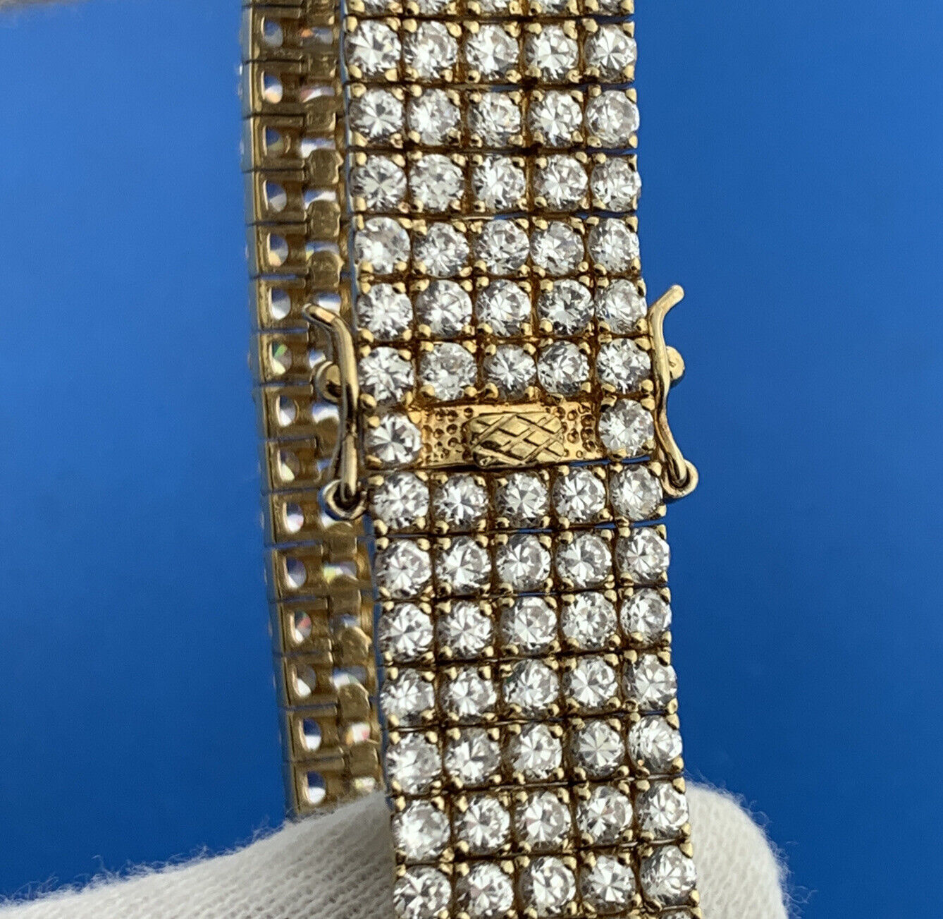 Runway Glitz 925 Vermeil Cubic Zirconia Cluster Statement Tennis Bracelet