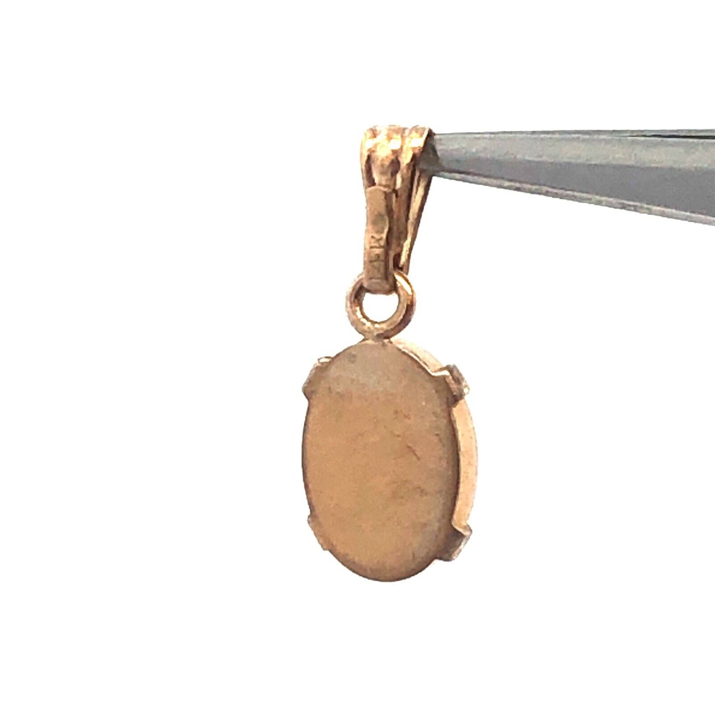 Vintage 14K Yellow Gold Oval Opal October Birthday Sweetheart Pendant