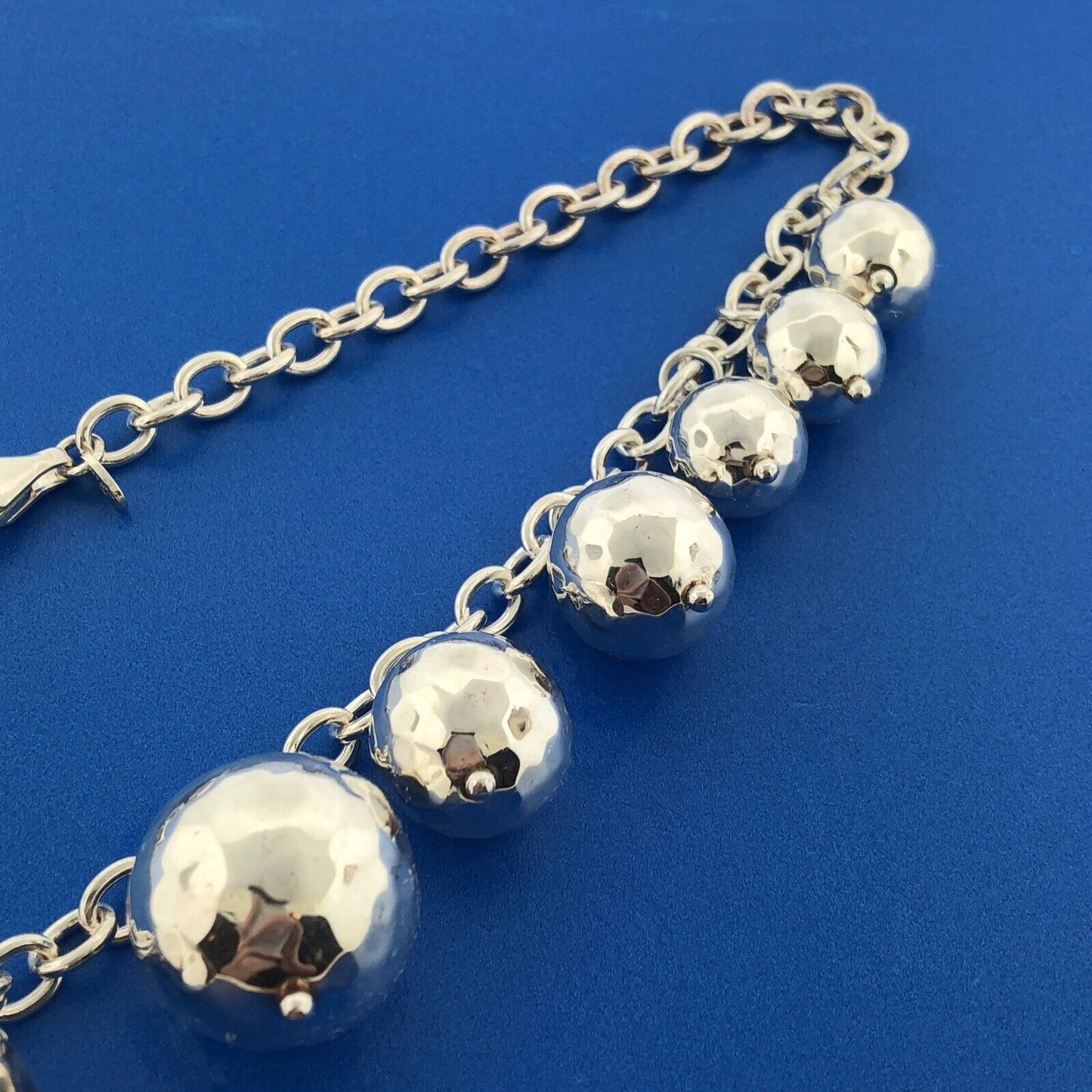 Stunning Italian Sterling Silver 925 Oval Link Multi Ball Sphere 18" Necklace
