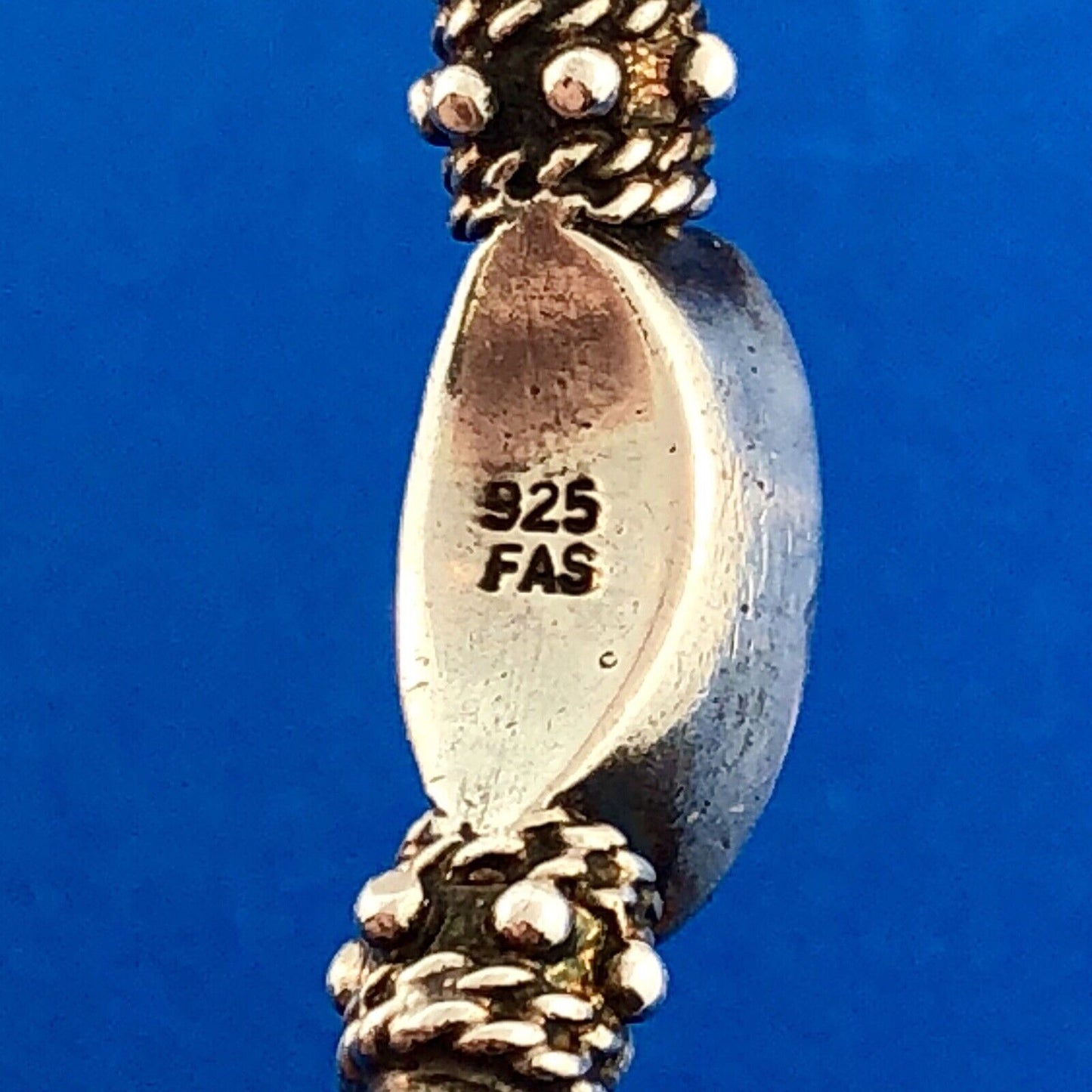 Vintage Designer FAS 925 Sterling Silver Carnelian Station Bead Bangle Bracelet