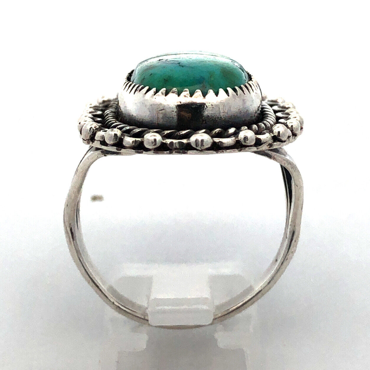 Vintage Native American Navajo Sterling Silver Turquoise Cabochon Statement Ring