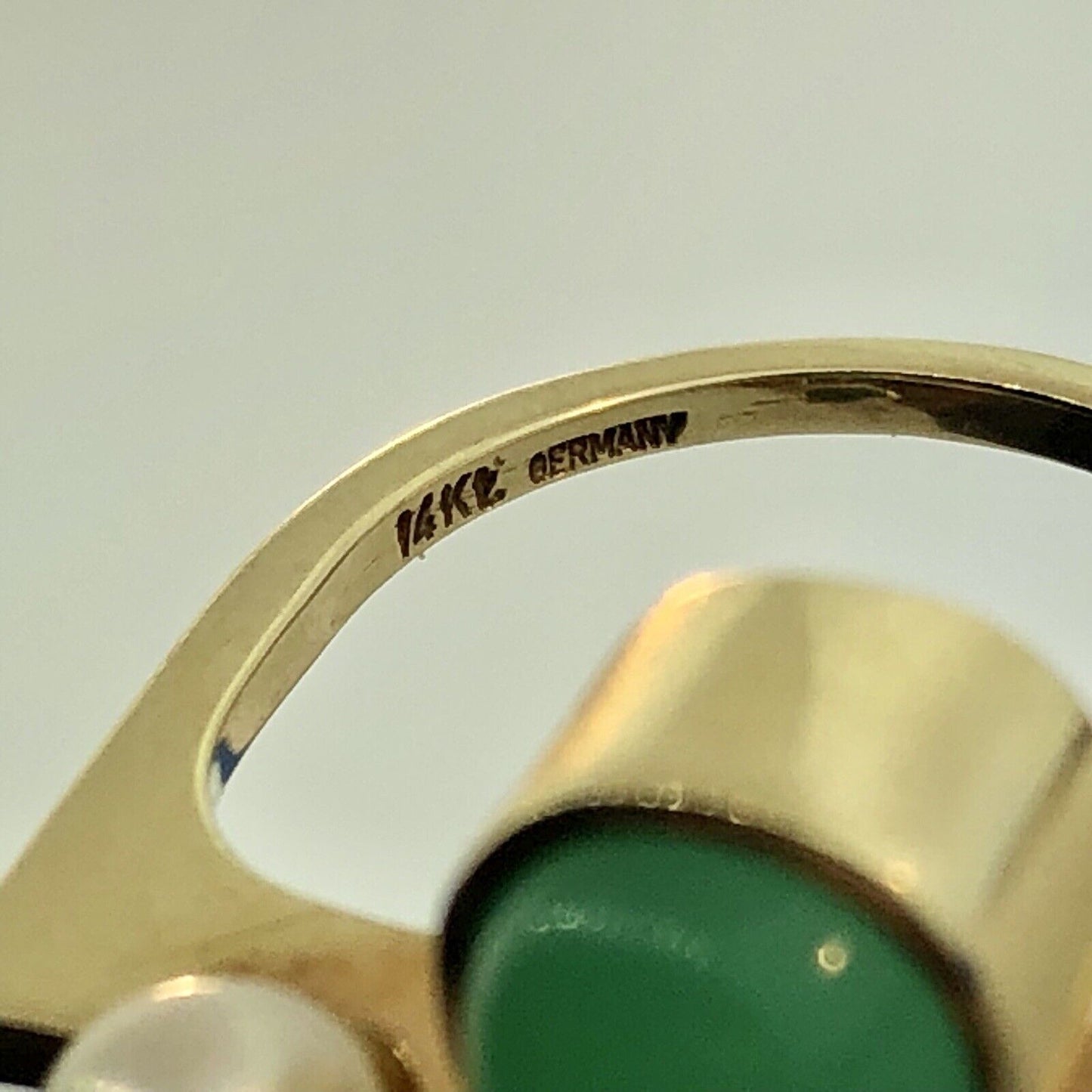 Retro 14K Germany Pearl Tourmaline Modernist Abstract Free Form Cocktail Ring