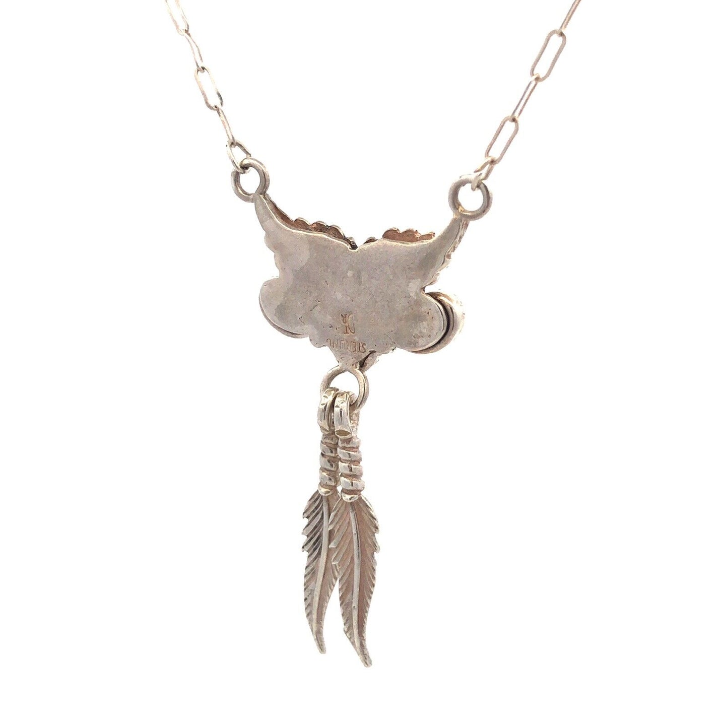 Jay King Desert Rose Trading Sterling Silver Amethyst Peridot Feather Necklace