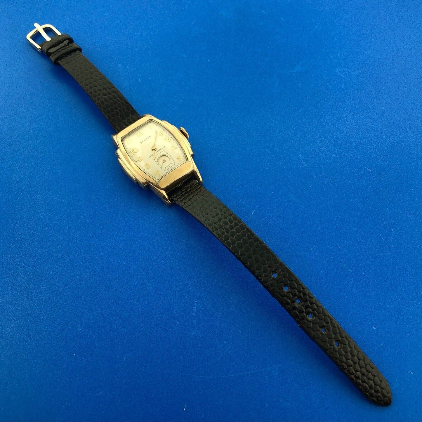 Mid Century Benrus Shock Absorber Model BB3 Gold Filled Step Bezel Tank Watch
