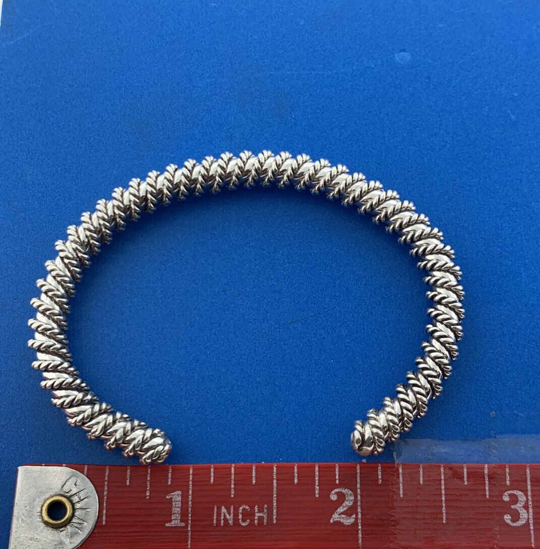 925 Sterling Silver Wire Wrapped Open Statement Cuff Bracelet