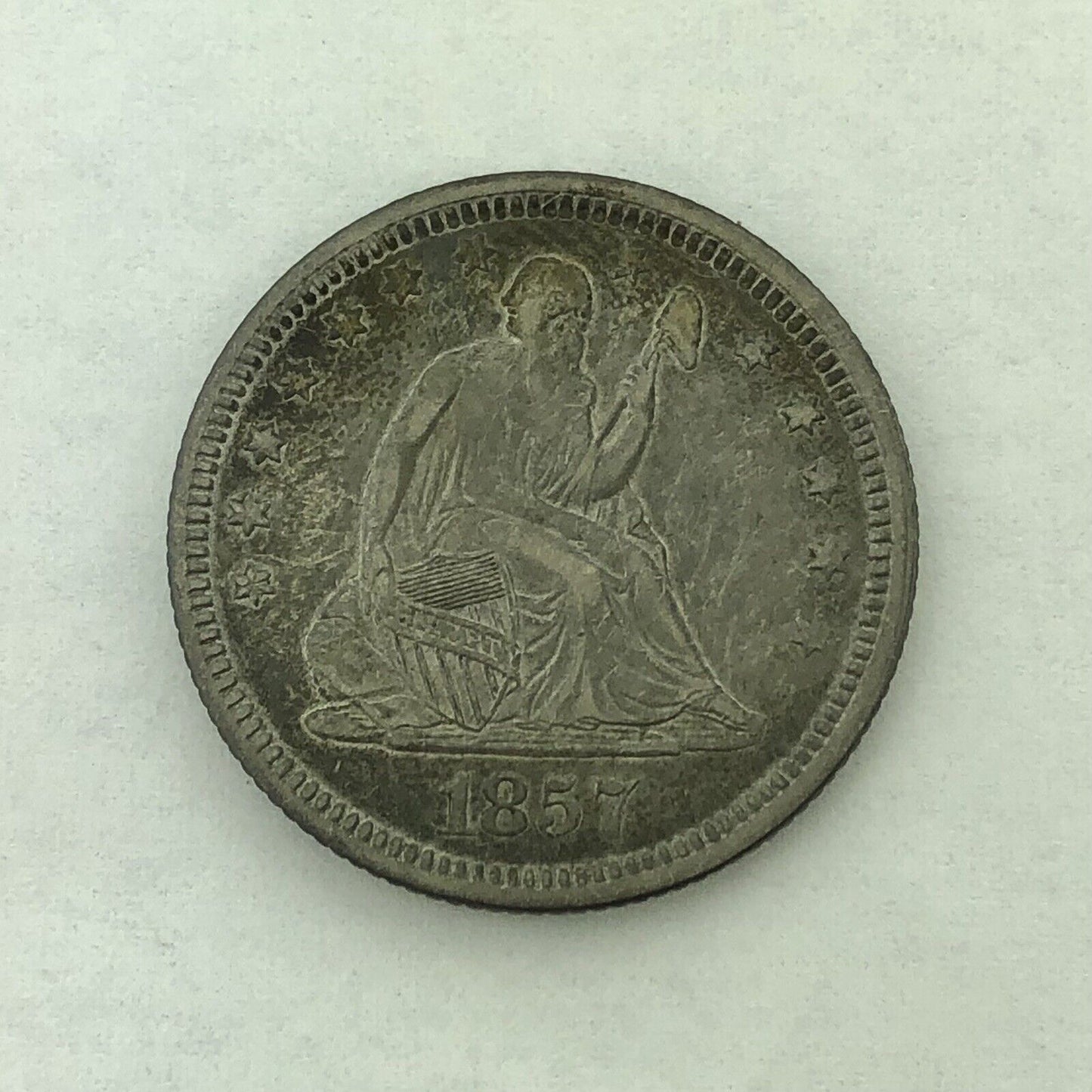 1857 P Silver Seated Quarter Dollar No Motto Philadelphia Mint Coin Extra Fine