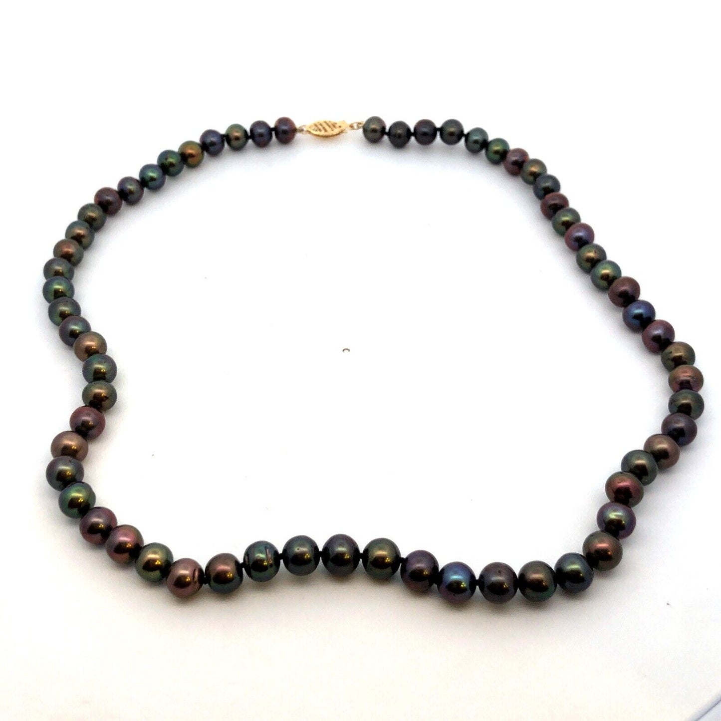 Designer FIC 14K Yellow Gold Round Tahitian Peacock Pearl Knotted Bead Necklace