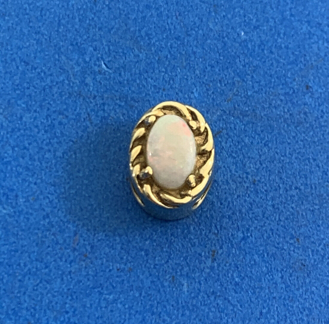 Designer 10K Yellow Gold Oval Opal Slide Bracelet Charm