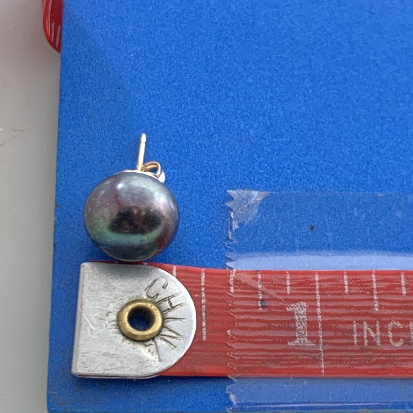 Designer 14K Yellow Gold Tahitian Pearl Statement Stud Earrings 10.5mm