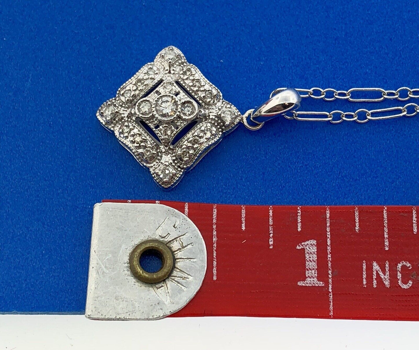 Designer 14K White Gold Diamond Filigree Eternity Wedding Anniversary Necklace