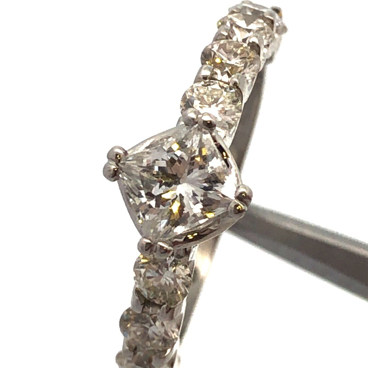 Estate 950 Platinum Princess Square Diamond Engagement Wedding Ring