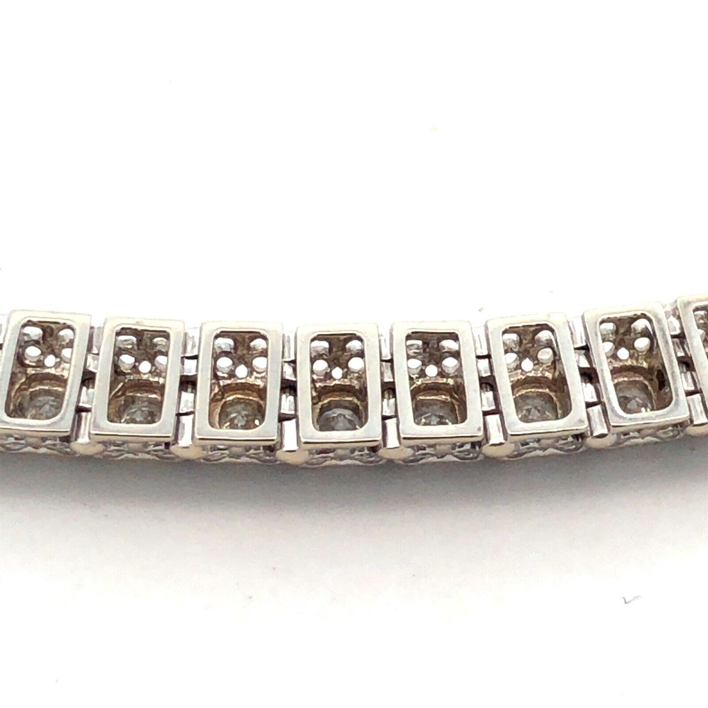 Designer 14K White Gold Round Diamond Open Work Statement Tennis Bracelet