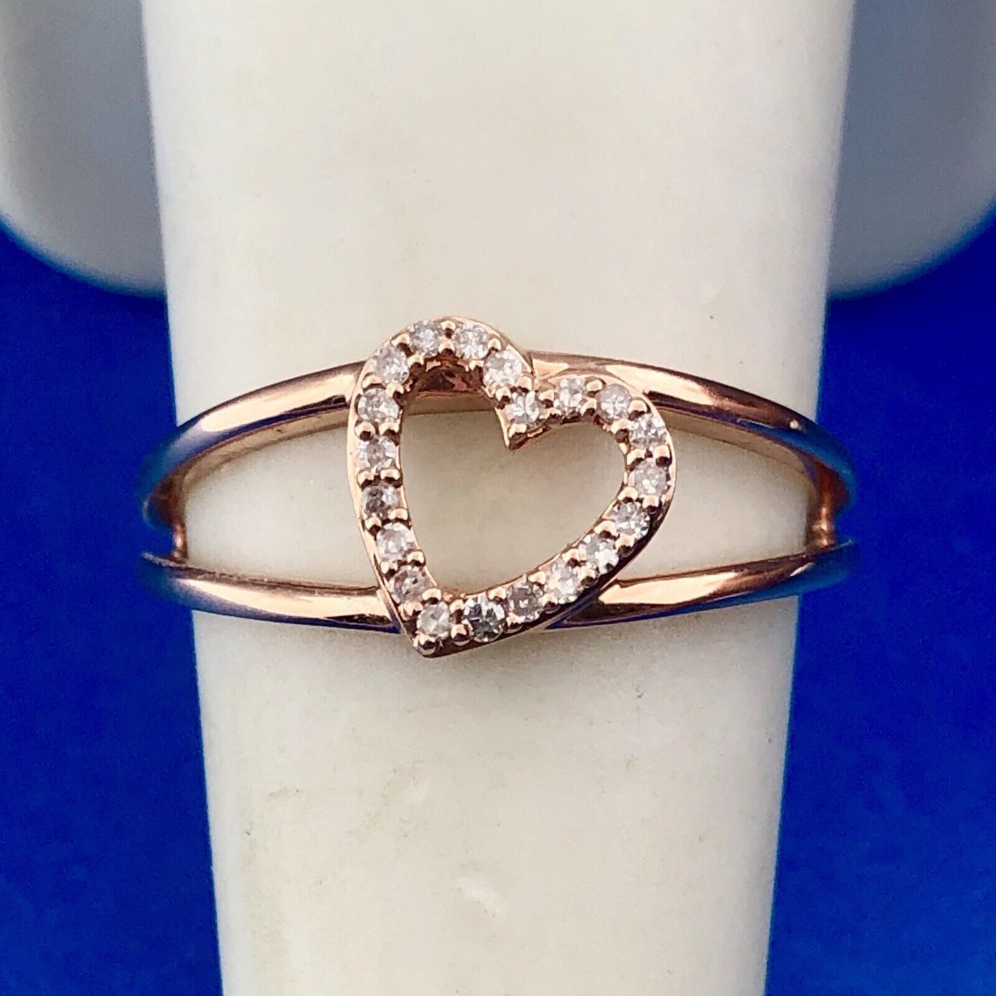 Designer 14K Rose Gold Diamond Heart Sweetheart Promise Anniversary Ring