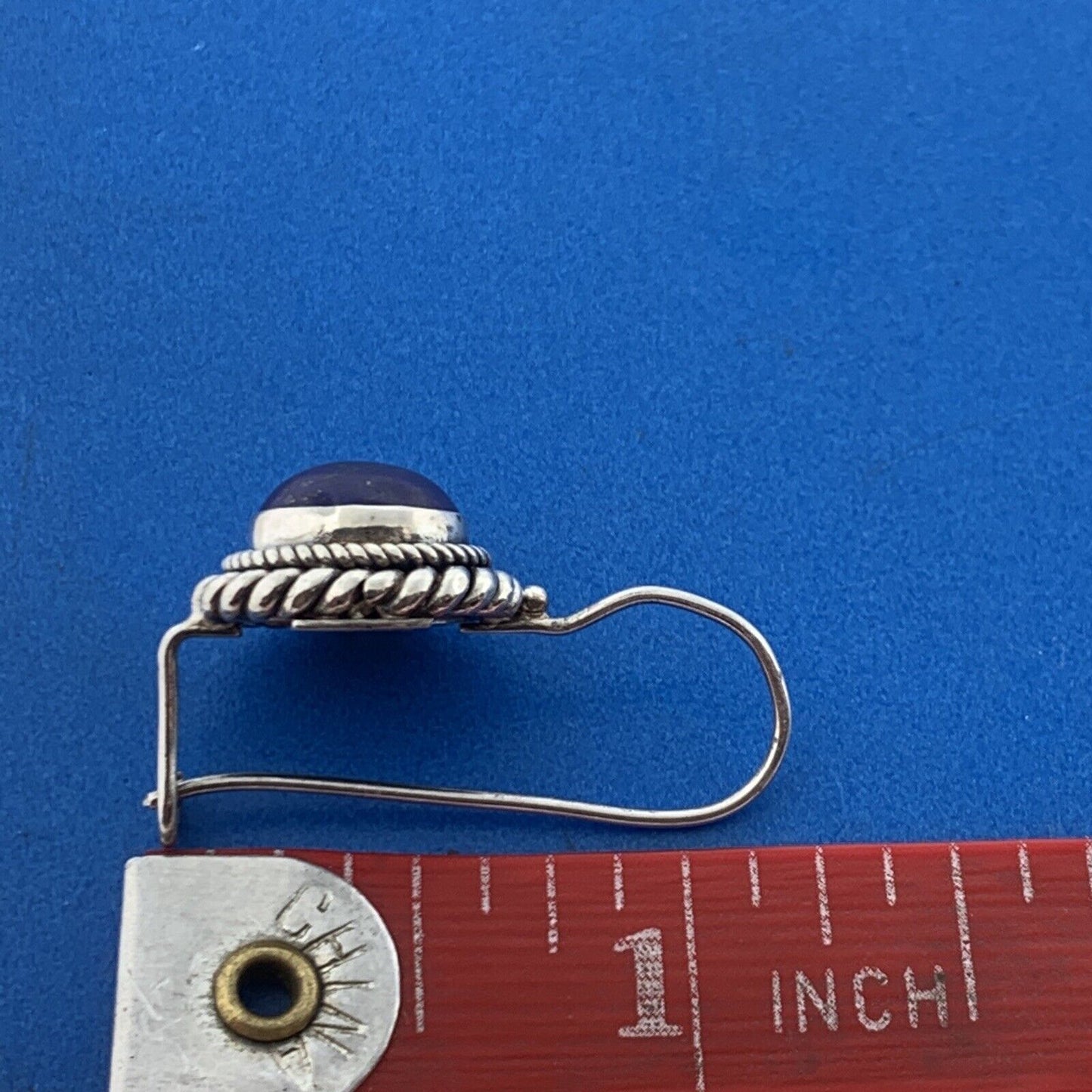 BA Suarti 925 Sterling Silver Lapis-Lazuli Oval Cabochon Dangle Wire Earrings