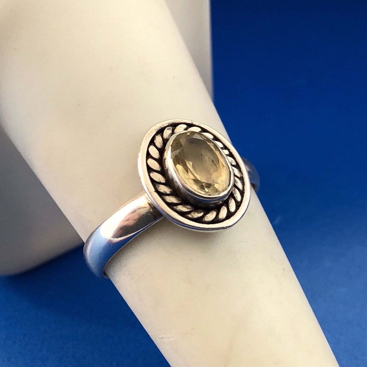 Retro Sterling Silver 925 Oval Citrine November Anniversary Birthstone Ring