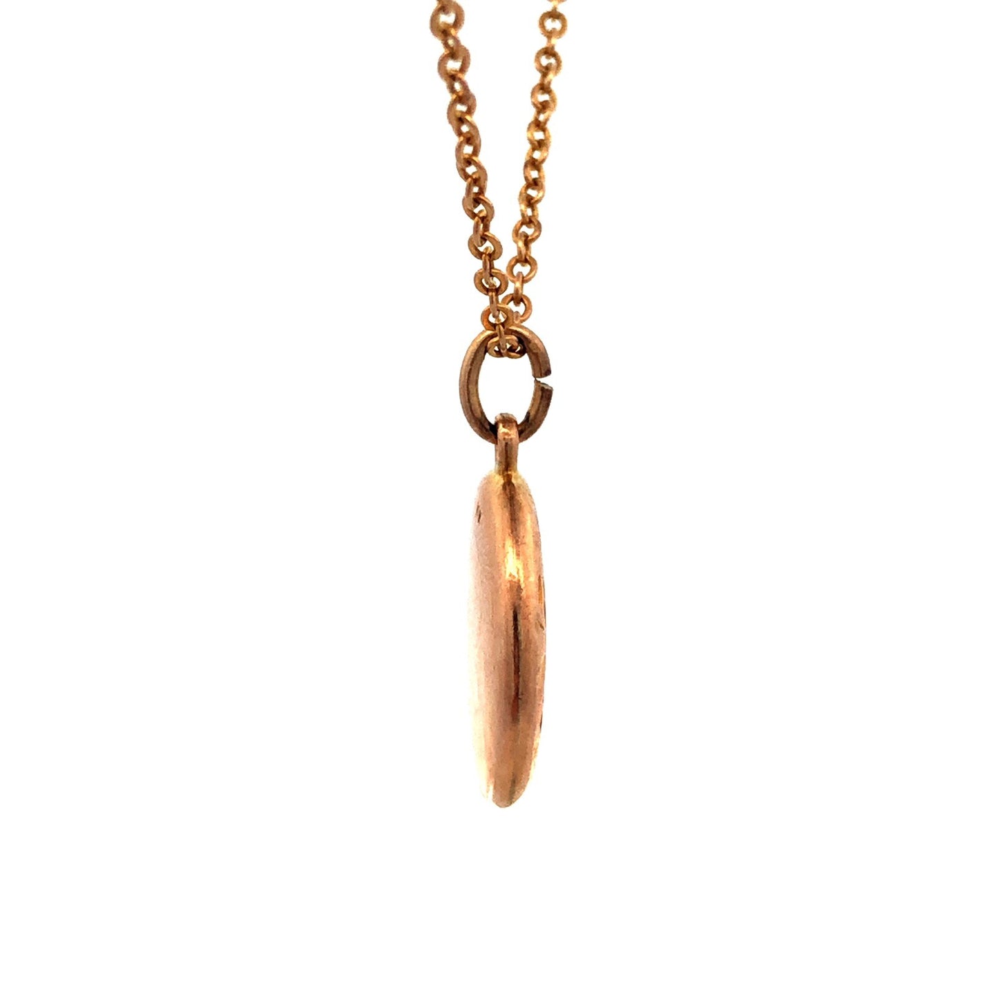 Vintage 10K Yellow Gold Round Etched Textured Pendant Chain Necklace