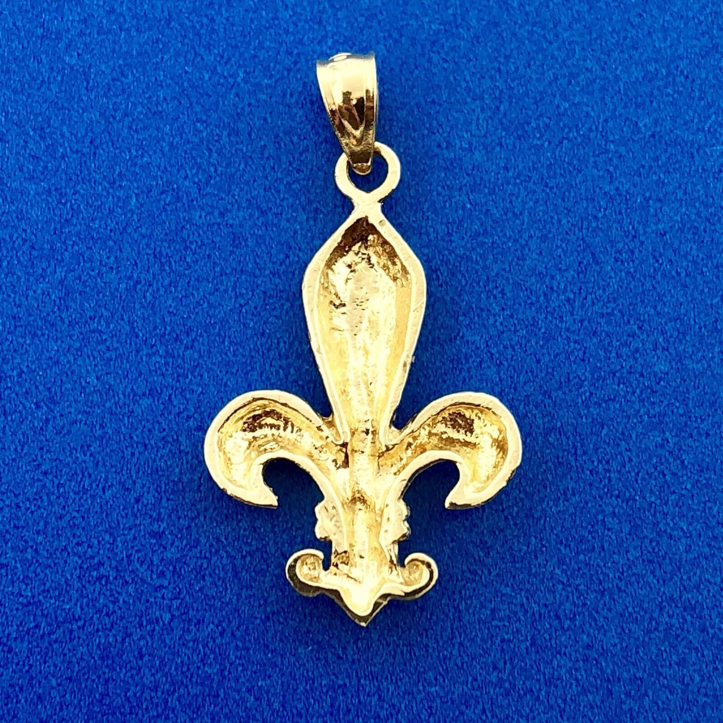 Classic 14K Yellow Gold Fleur De Lis New Orleans Louisiana Geaux Saints Pendant