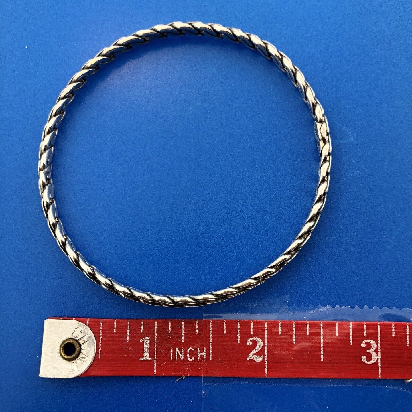 Vintage Mexico Taxco Sterling Silver 925 Ribbed Wave Lock Bangle Bracelet