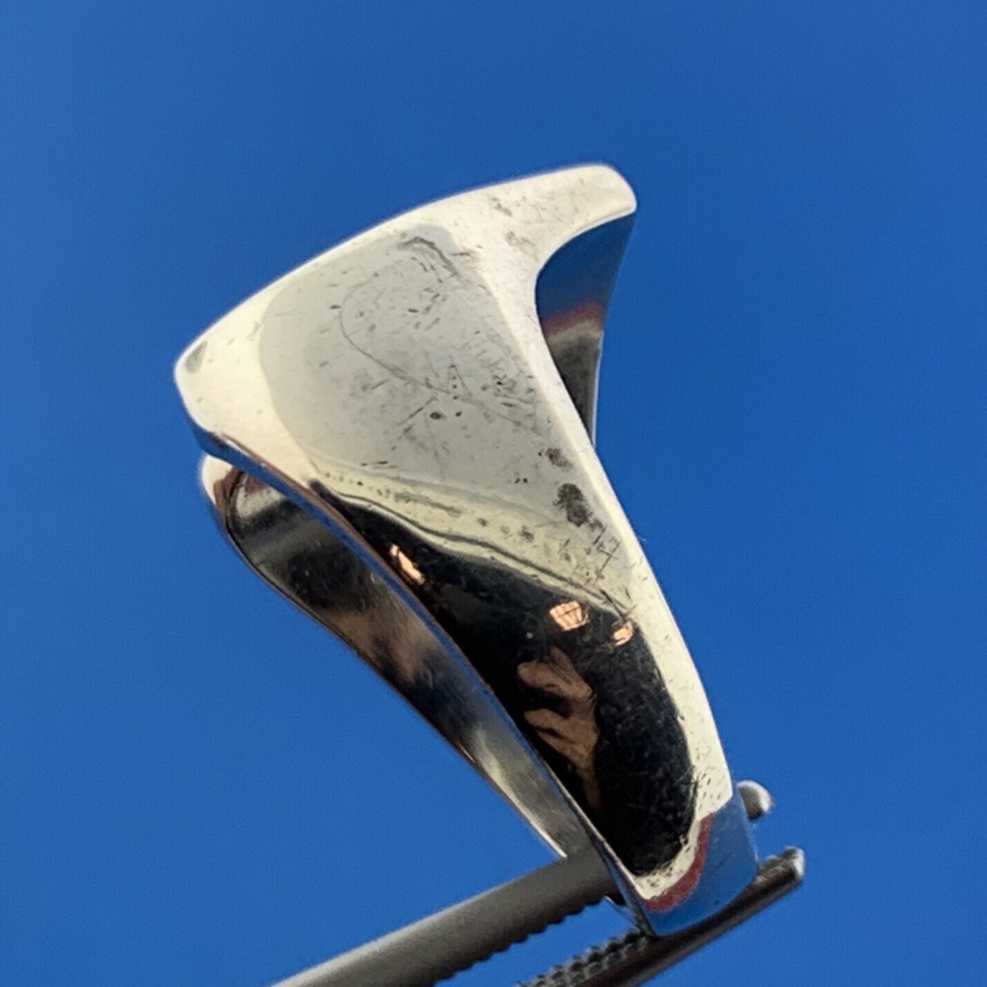 Vintage Mexico 925 Sterling Silver Polished Modernist Heart Love Romance Ring