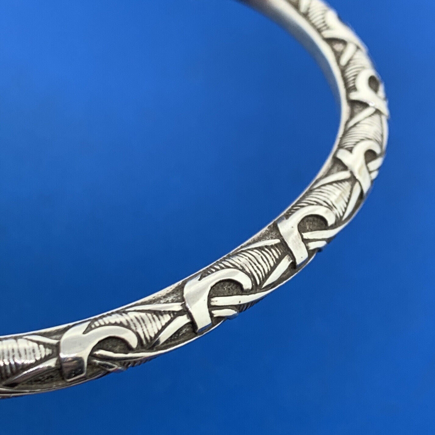 Stunning Sterling Silver 925 Twin Headed Dragon Serpent 8" Open Cuff Bracelet