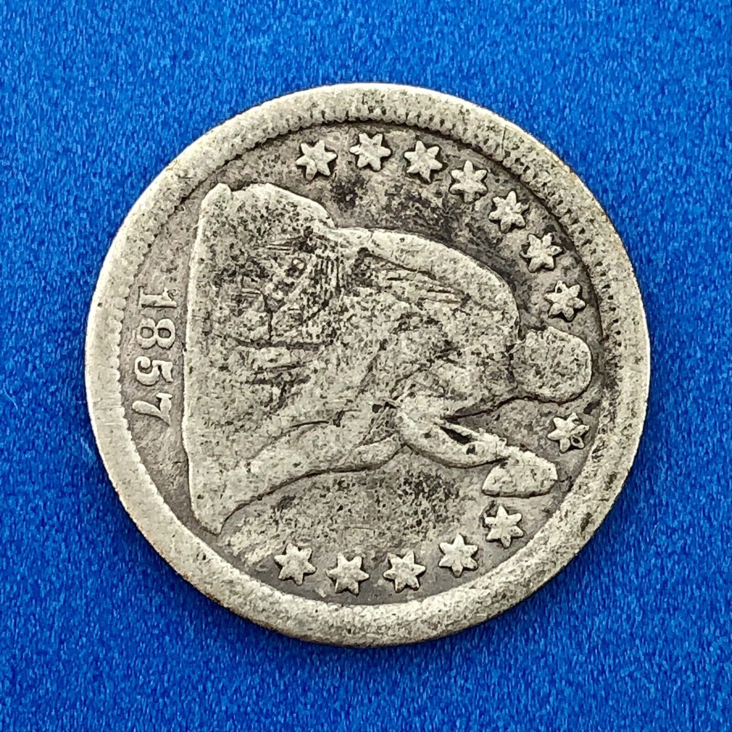 1857 P Seated Liberty Silver Dime 10c Better Key Philadelphia Mint Coin