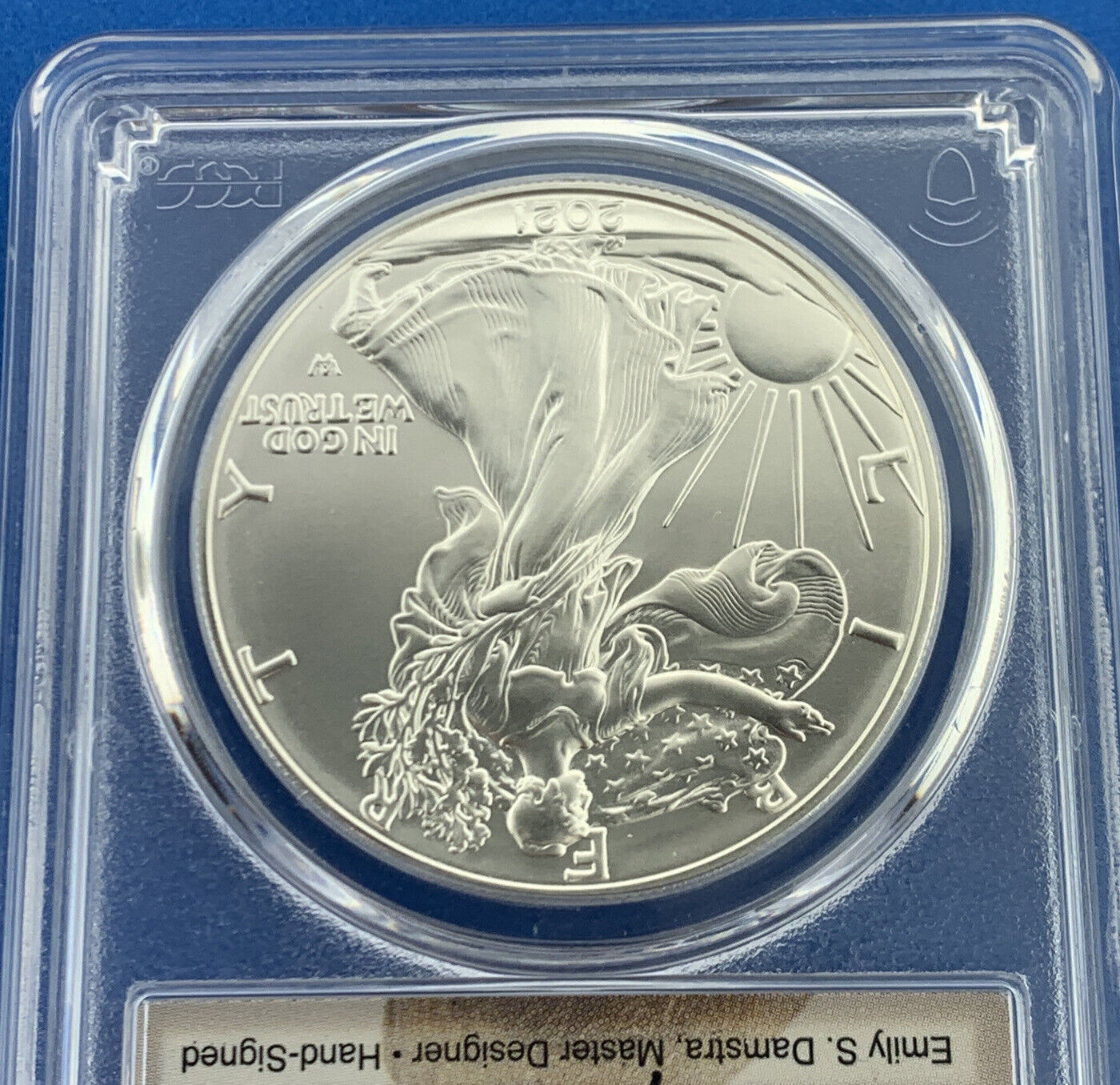 2021 Silver Eagle 999 Fine Silver PCGS MS 70 Type 2 First Strike Emily Damastra