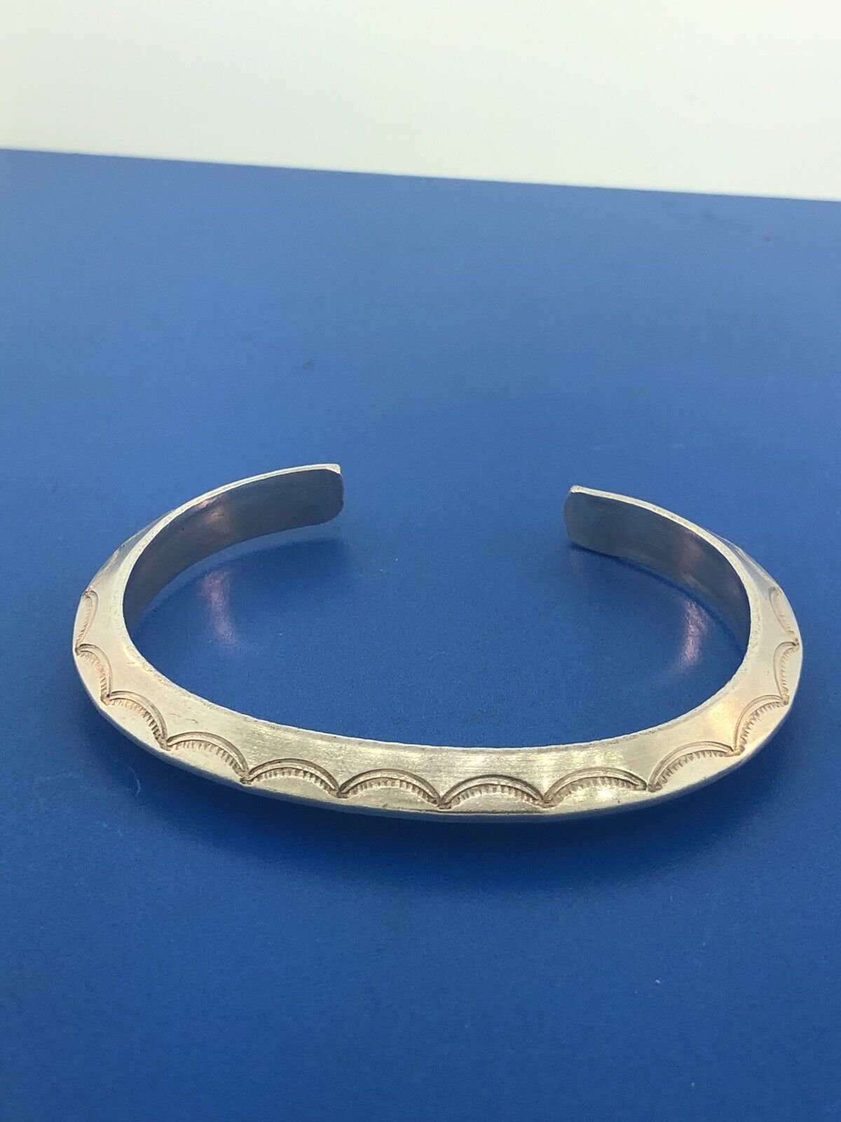 Vintage Native American 925 Sterling Silver Concho Statement Cuff Bracelet