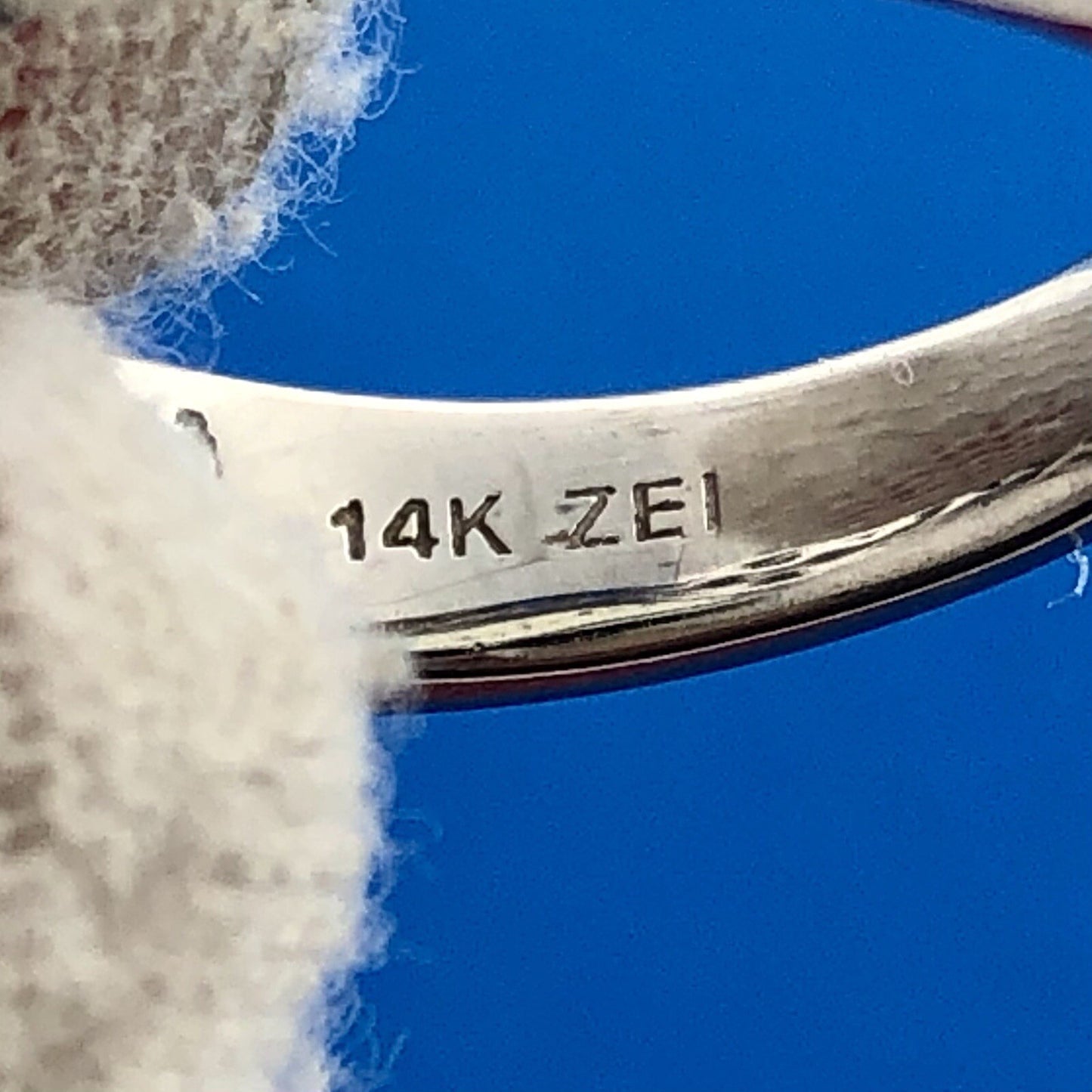 Designer ZEI 14K White Gold Diamond Solitaire Halo Accent Engagement Ring